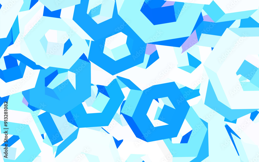 Poster light blue vector texture with colorful hexagons.