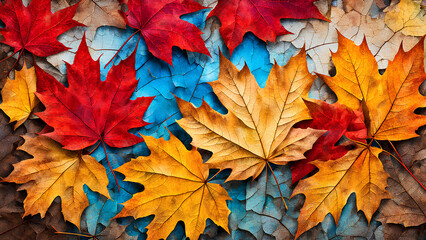 Fototapeta premium Seasonal Harmony: Abstract Autumn Leaves on Textured Background