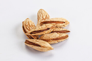 Shelled dry almond nut heap
