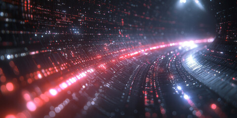 Naklejka premium Abstract digital data streams on a dark blue background, conveying the concept of big data and cloud technology