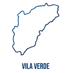 Vila Verde municipality map, Braga district. Simplified blue gradient linear vector map