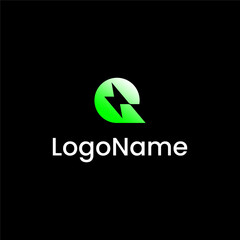 Letter Q bolt lightning logo concept vector icon