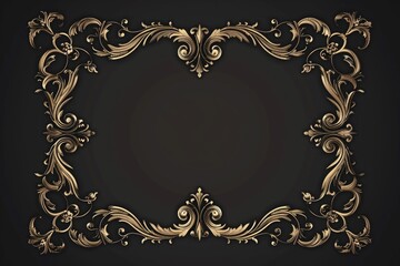 Ornate gold frame on a black background, perfect for framing digital art or as a design element
