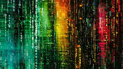 A colorful, multicolored image of a computer screen with many numbers