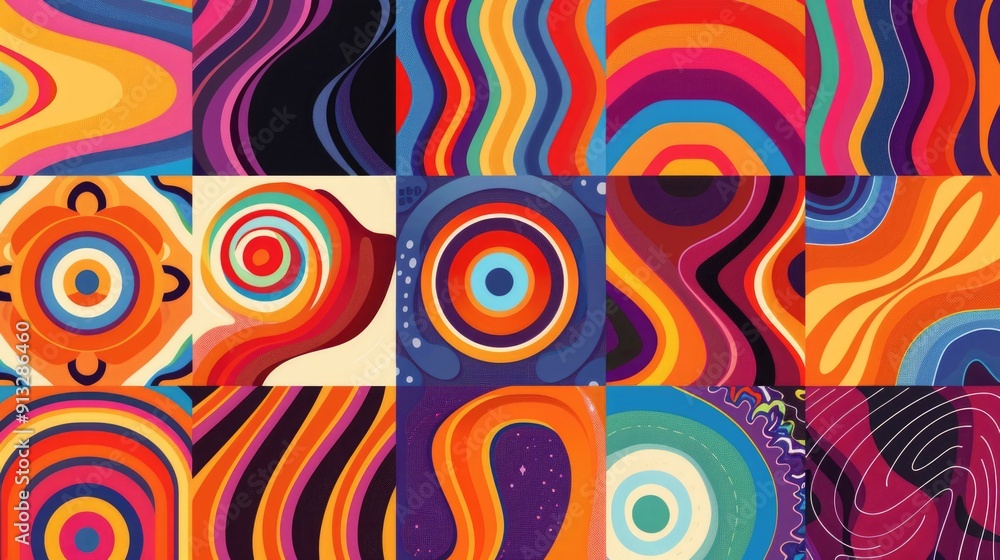 Poster A collection of colorful abstract shapes and patterns