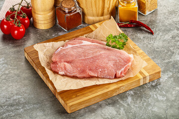 Raw pork schnitzel for cooking
