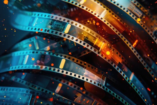 A close-up shot of a film strip, ideal for use in projects about photography, filmmaking, or nostalgia