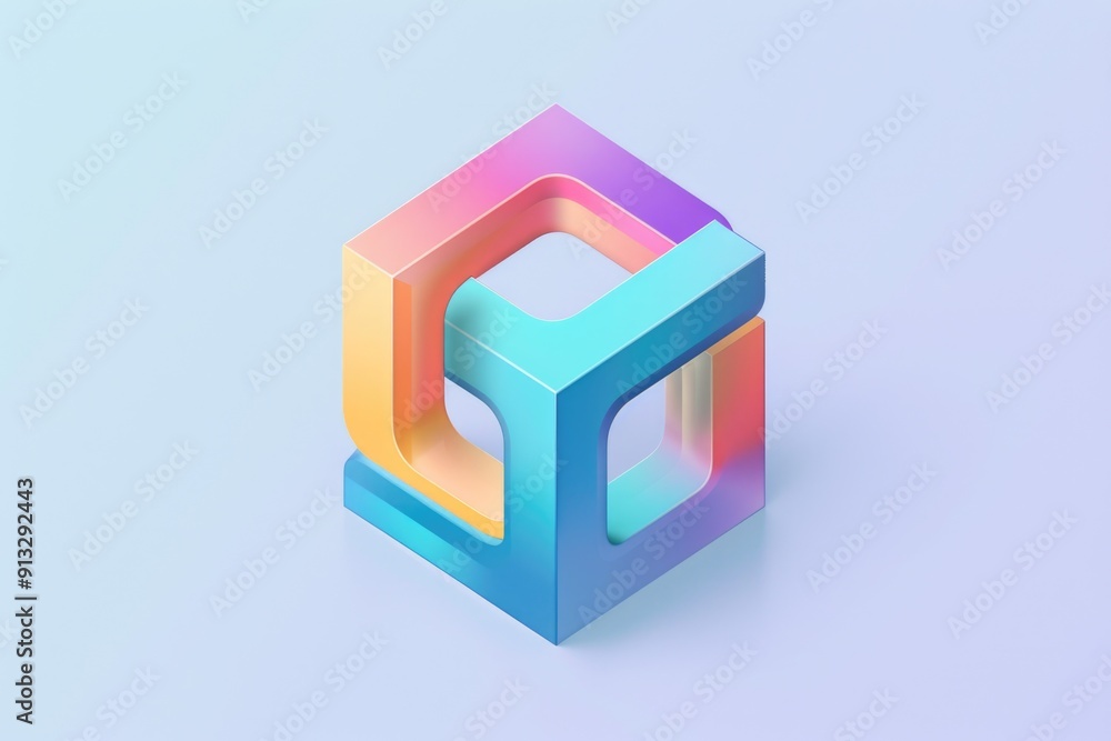 Aufkleber A bright and vibrant 3D rendering of a cube with various colors