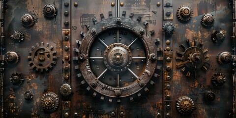 Fototapeta premium Vintage Industrial Gears and Pipes Design