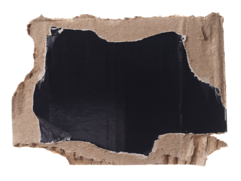 Blank ripped cardboard scrap isolated on white