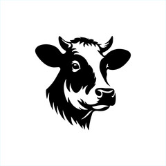 black and white cow bull head silhouette logo icon
