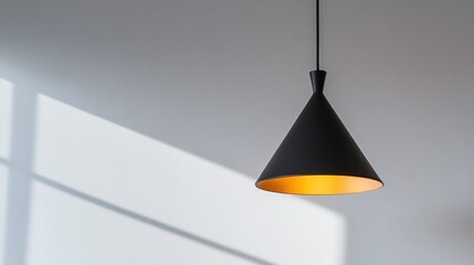 Minimalist Black Pendant Light with Golden Interior