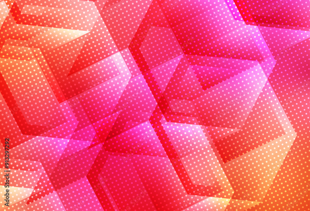 Poster light pink, yellow vector layout with hexagonal shapes.