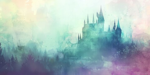Obraz premium Fantasy Castle with Misty Background