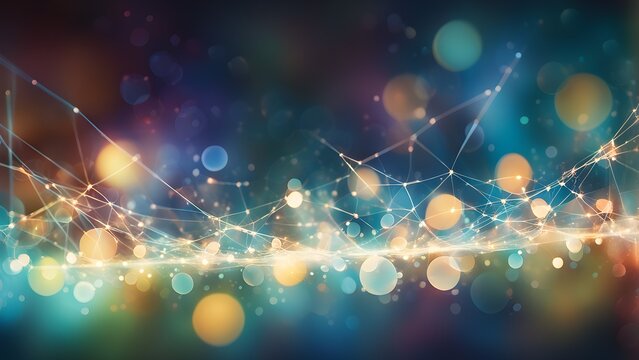 A colorful, abstract image with many small circles and lines