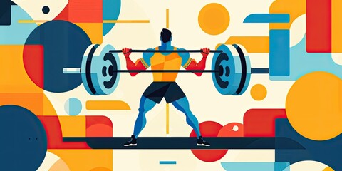 Colorful Illustration of a Weightlifter in Action