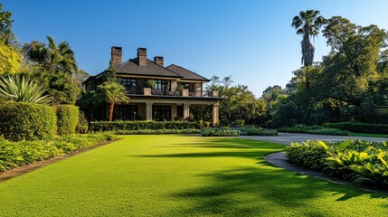 Luxury Mansion with Lush Green Landscape