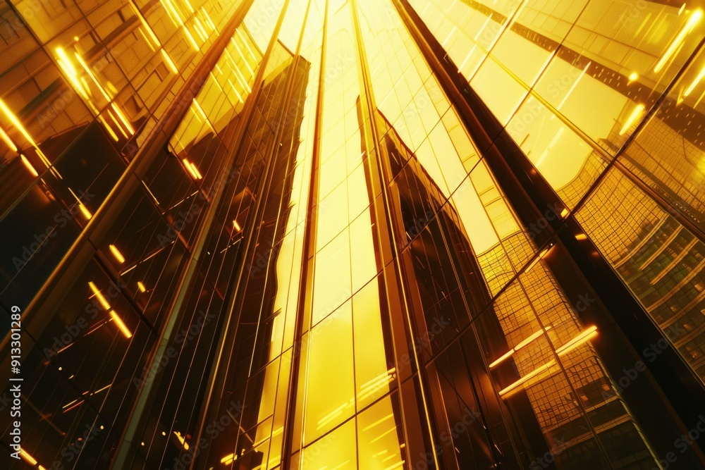 Poster A large skyscraper with numerous windows, perfect for architecture or urban scene images