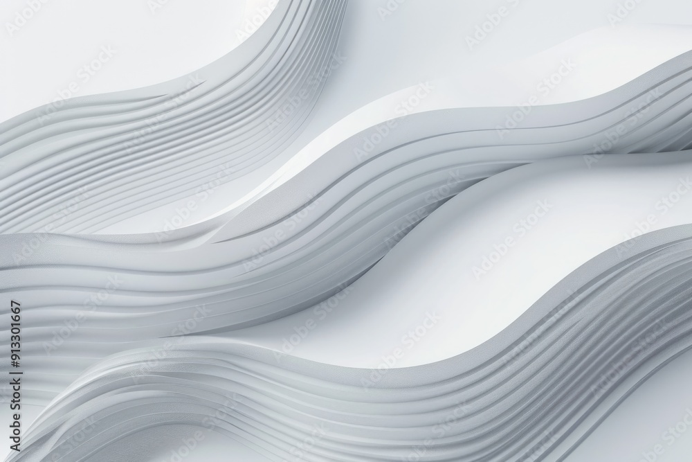 Poster a minimalist design featuring wavy lines on a pure white background, suitable for various uses such 
