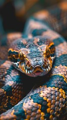 Close-up image of a snake. Such a beautiful image, capturing the beauty of snake in their natural habitat.