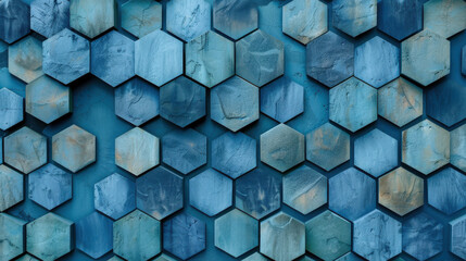 Geometric hexagon pattern in shades of blue