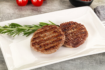 Grilled two beef burger cutlet