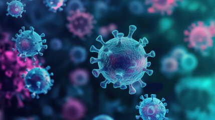 virus illustration under microscope, highly detailed