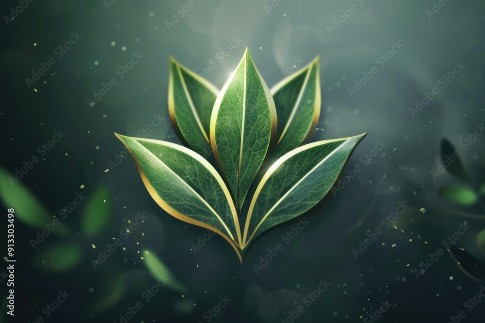 Poster a single green leaf against a dark background, ideal for use in designs where natural elements are n