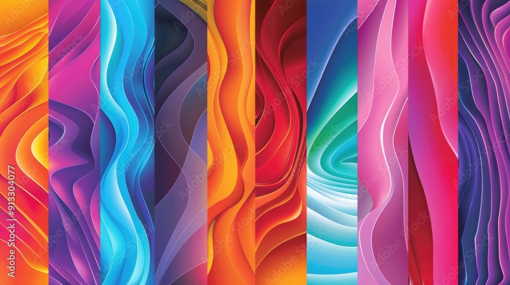 Poster a collection of four unique colorful backgrounds with different hues and textures