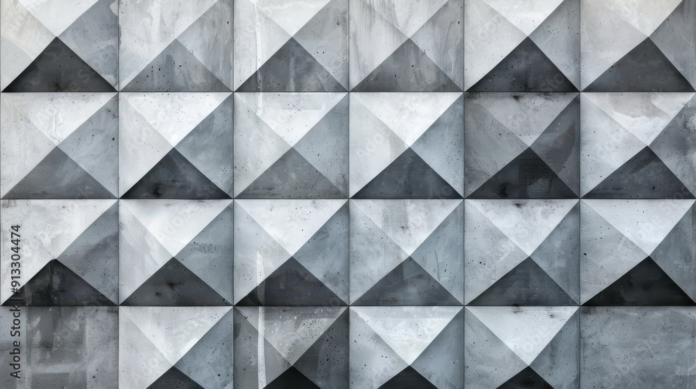 Poster geometric pattern with triangles in grey and white