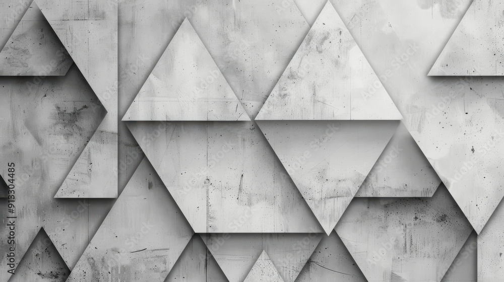 Poster geometric pattern with triangles in grey and white