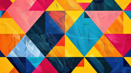 Geometric pattern with triangles in bold colors