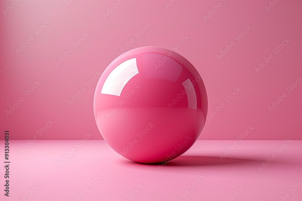 Poster a smooth pink sphere rests on a matching pink surface, creating a harmonious visual effect. generati
