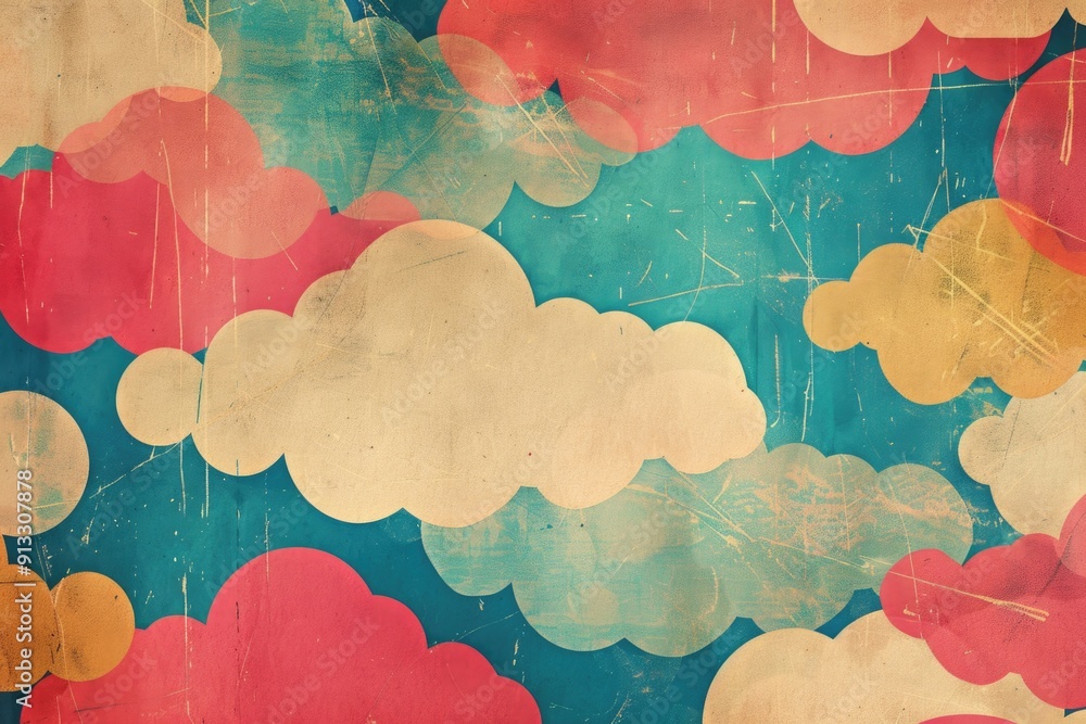 Poster a collection of clouds floating in the clear blue sky