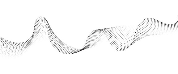 Flowing Dot Wave halftone gradient pattern on transparent background