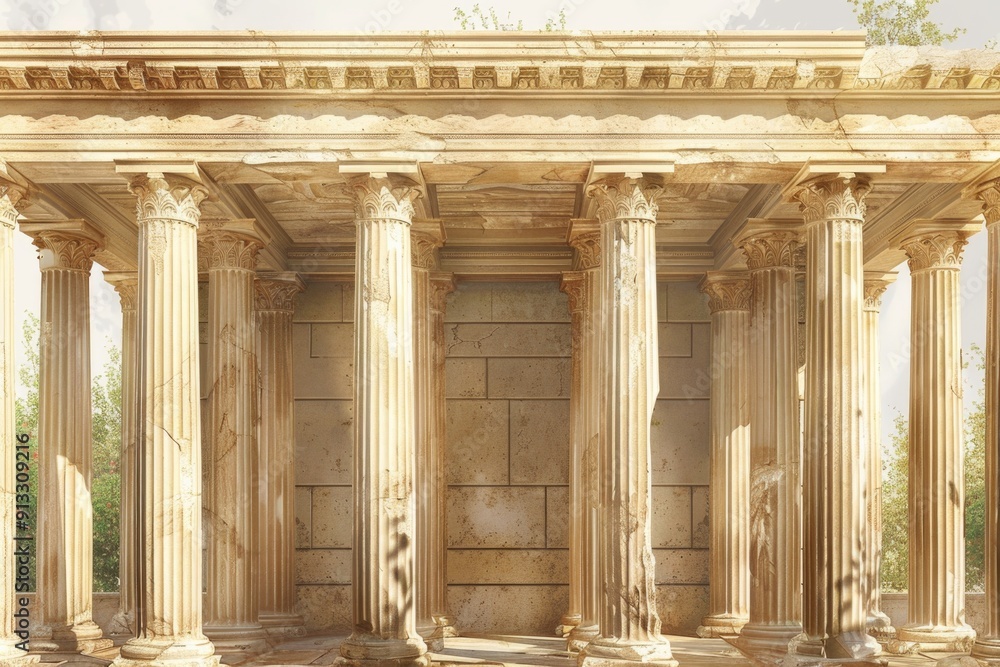 Aufkleber A massive structure with towering columns, perfect for architecture or cityscape scenes