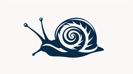 Basic snail with spiral shell, minimalist 2D vector illustration, clean and simple design, plain background, no details, straightforward lines
