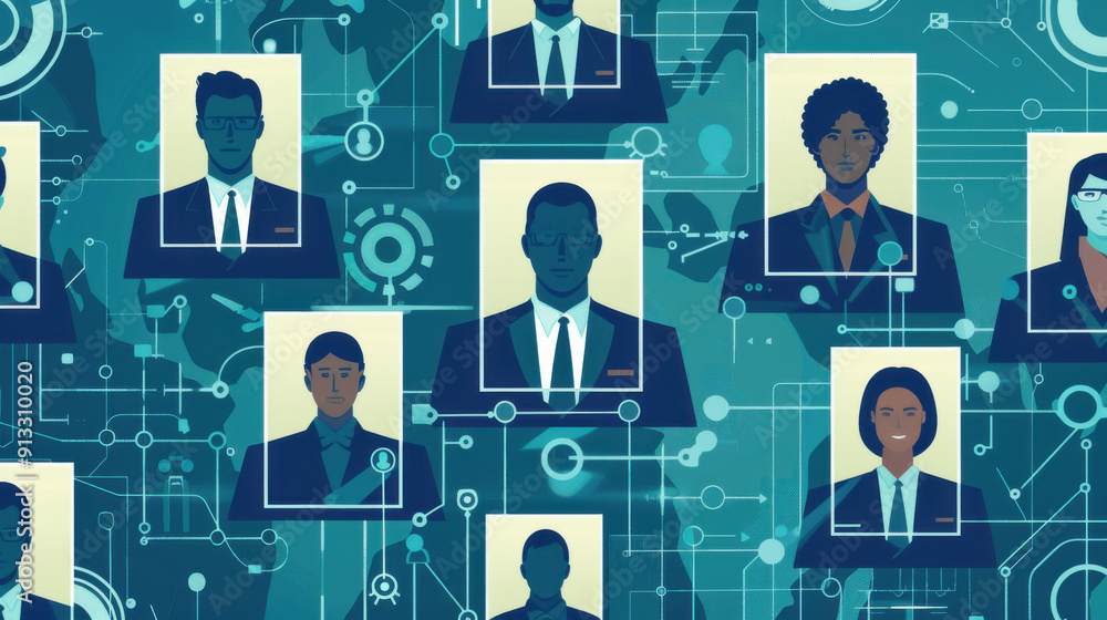 Poster hr manager using ai to screen job applicants.