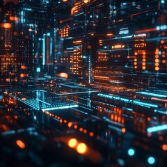 Fototapeta premium Blue Technology Abstract Background