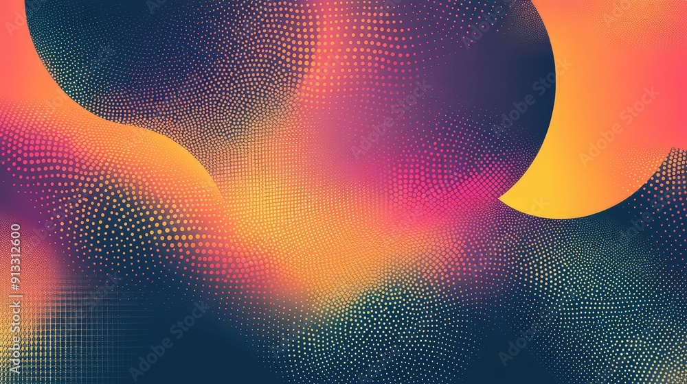 Aufkleber abstract halftone circles in vibrant hues, creating a dynamic and eye-catching visual. perfect for m