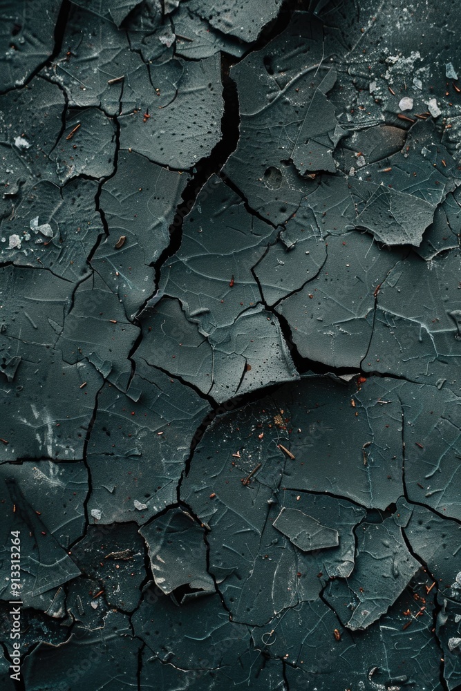 Poster a close-up shot of a damaged building facade with cracks and decay