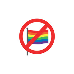 vector illustration of no LGBT symbol, anti LGBT flag slogan.