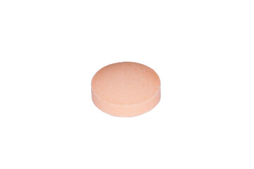 Close-up photo Cream color round pill, medicine small medical vitamins, pills, antibiotics isolated on cut out PNG or transparent background.  Medical science health prevent various diseases.