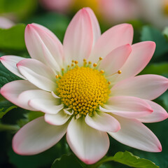 Fototapeta premium Beautiful Pink Water Lily Blooming Amidst Lush Green Foliage 