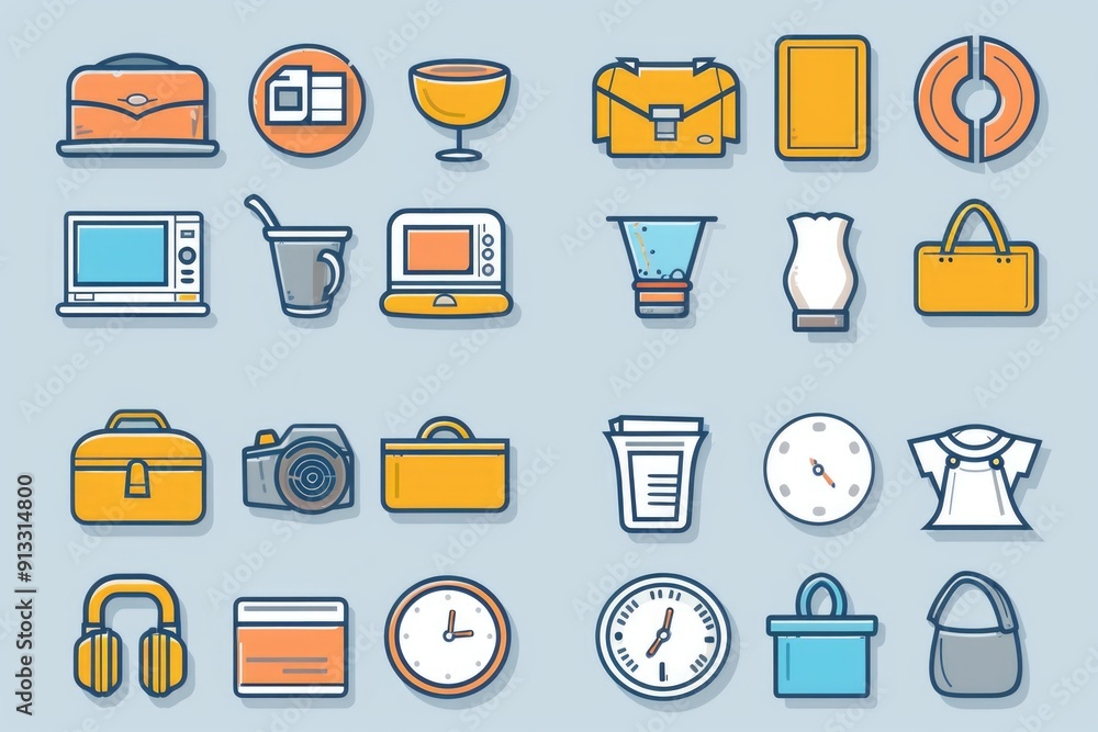 Poster Various objects gathered together on a surface, suitable for use in arrangements or displays