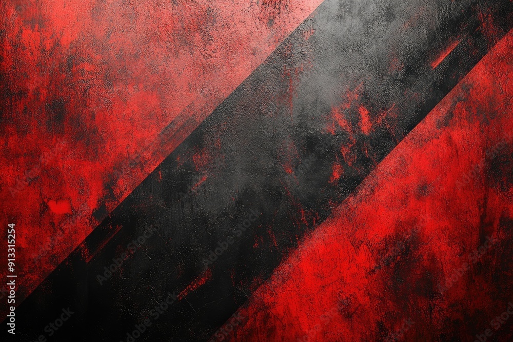 Poster red grunge background with black stripe. perfect for creating designs with an edgy and distressed lo