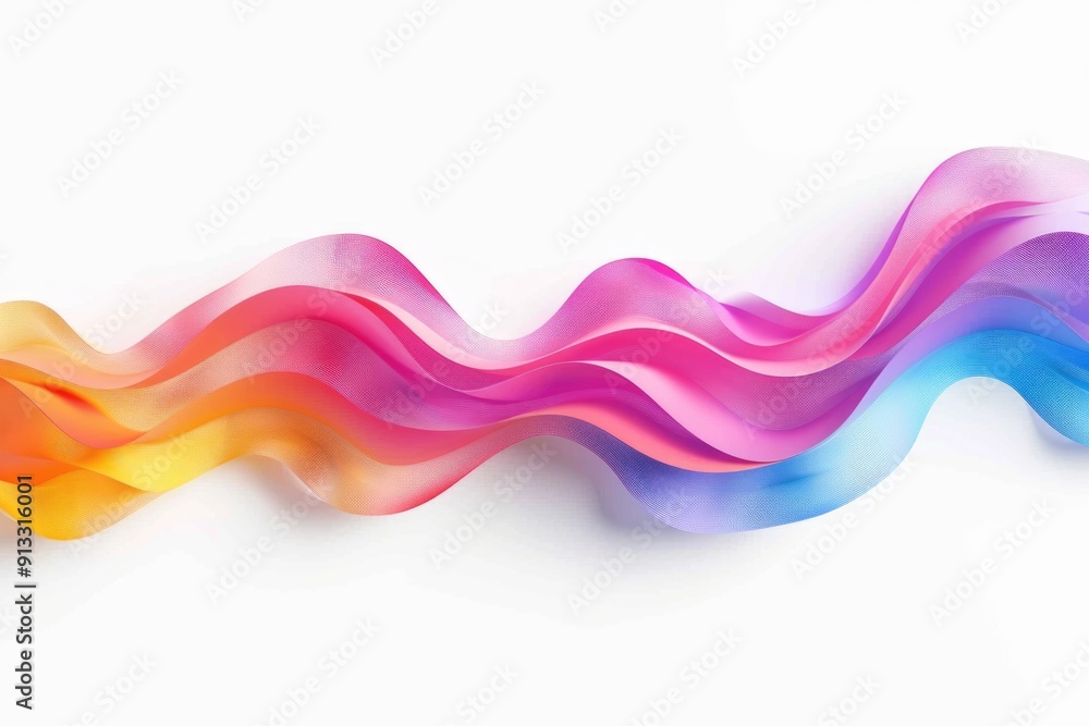 Aufkleber A colorful wave pattern created with paper strips on a white surface