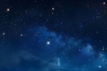 Naklejka premium Starry sky background, dark blue night sky with stars, glowing cosmic space, nightscape background, starry.