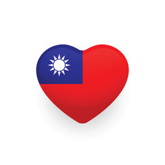 Taiwan national flag in the shape of heart. Taiwan flag. Vector illustration.