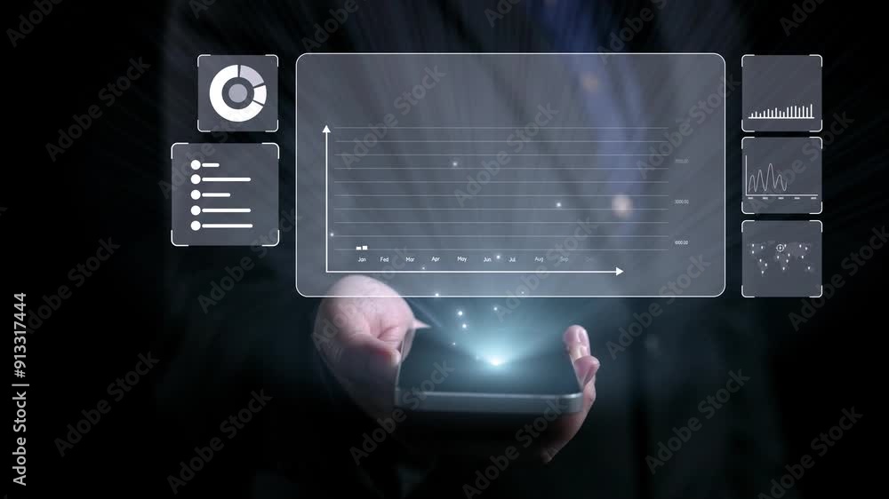 Poster business person delve into data analytics to uncover trends and insights from predictive big data mo